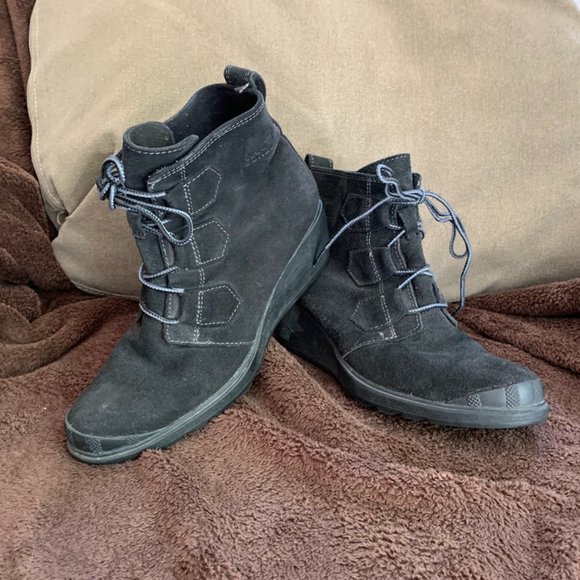 Sorel Women's Toronto NL2115-010 Black Suede Wedge Ankle Lace Up Booties US 8 - Picture 1 of 7